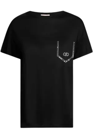 Liu Jo Top, Dame, Sort, S, Bomuld, Kortærmet bomuldst-shirt