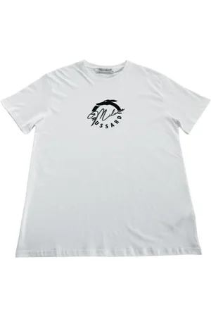 Trussardi Top, Herre, Hvid, XL, Bomuld, Hvid Bomulds T-shirt med Logo Print
