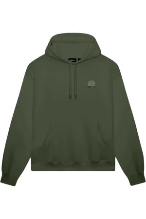 DOLLY NOIRE Sweathshirts & Hoodies, Herre, Grøn, XL, Bomuld, Skovnat hættetrøje med bagtryk