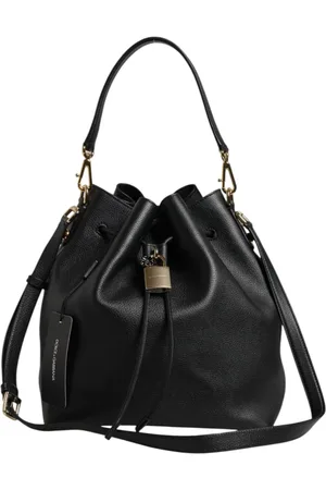 Dolce & Gabbana Pre-owned, Dame, Sort, ONE SIZE, Uld, Sort Kalveskind Læder Skulder Bucket Taske
