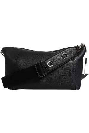 Dolce & Gabbana Taske, unisex, Sort, ONE SIZE, Læder, Sort læder logo plakat crossbody taske