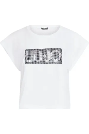 Liu Jo Top, Dame, Flerfarvet, XS, Bomuld, Hvid Bomulds T-Shirt med Strass