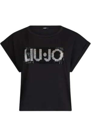 Liu Jo Top, Dame, Sort, L, Bomuld, Sort Bomulds T-shirt med Strass