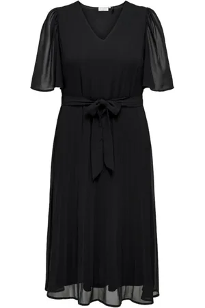 ONLY Kjole, Dame, Sort, 2XL, Polyester, Sort V-hals Lang Kjole