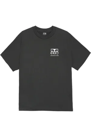 Obey Top, Herre, Sort, M, Bomuld, Vintage Bomuld Tee med Logo Print