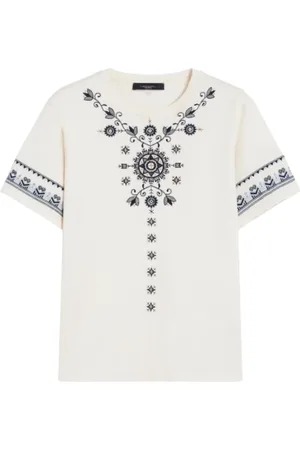 Max Mara Top, Dame, , XL, Bomuld, Etnisk broderet bomulds T-shirt Olga