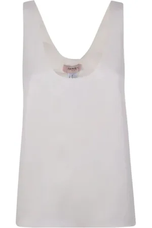 Twin-Set Top, Dame, Hvid, S, Uld, Top med brede skuldre i viskose