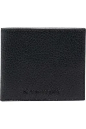 Emporio Armani Tilbehør, Herre, Sort, ONE SIZE, Læder, Sort læderpung til mænd