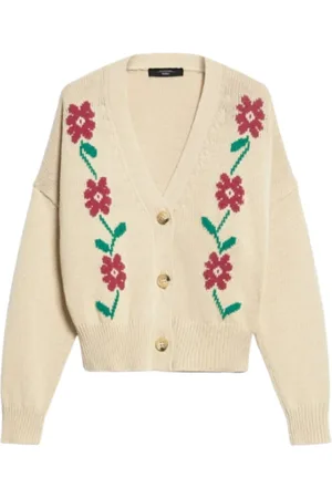 Max Mara Strik, Dame, , XS, Bomuld, Blomstret Cardigan Teulada