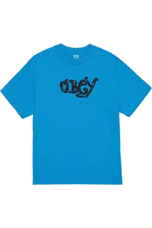 Obey Top, Herre, Blå, S, Bomuld, Marker Tee Blå Bomuld Logo Print