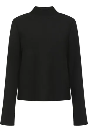 Khaite Strik, Dame, Sort, S, Uld, Mock Turtleneck Uld Sweater