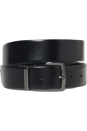 Emporio Armani Tilbehør, Herre, Sort, ONE SIZE, Læder, Klassisk Sort Læderbælte