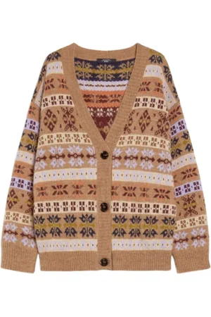 Max Mara Strik, Dame, Flerfarvet, S, Uld, Eccelso Jacquard Cardigan Multifarvet