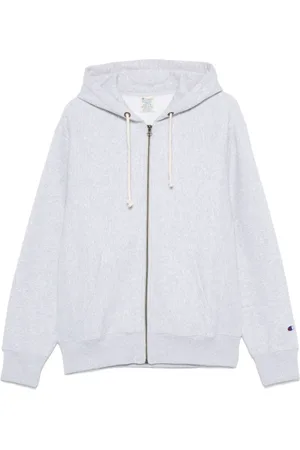 Champion Sweathshirts & Hoodies, Herre, Grå, L, Bomuld, Grå Hættetrøje med Lynlås