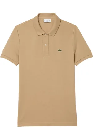Lacoste Top, Herre, Brun, XS, Bomuld, Beige Slim Fit Polo Shirt