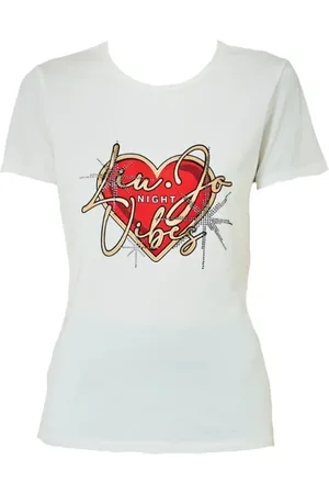 Liu Jo Top, Dame, Hvid, XL, Bomuld, Hjerte Print Bomuld T-Shirt