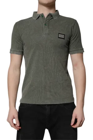 Dolce & Gabbana Top, Herre, Grøn, S, Bomuld, Army Logo Plaque Cotton Polo