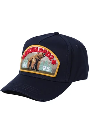 Dsquared2 Tilbehør, Herre, Blå, ONE SIZE, Uld, Navy Baseball Cap Bear Patch Stilfuld