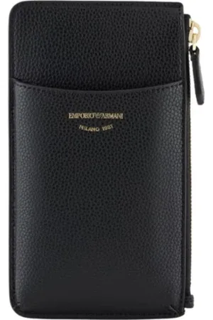 Emporio Armani Tilbehør, Dame, Sort, ONE SIZE, Polyester, Mobil Clutch Pung Sort
