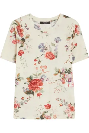 Max Mara Top, Dame, Flerfarvet, M, Bomuld, Blomstret Bomuld T-Shirt Cadine