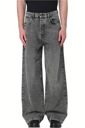 AMISH Jeans, Herre, Grå, W33, Uld, Grå Wide Leg Jeans Stilfuld Moderne