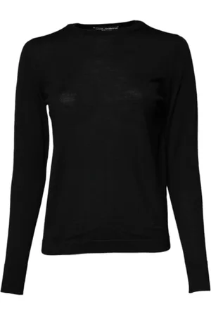 Dolce & Gabbana Strik, Dame, Sort, 2XS, Uld, Sort Uldstrik Rund Hals Sweater