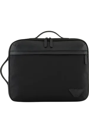 Emporio Armani Taske, Herre, Sort, ONE SIZE, Læder, Elegant Laptop Taske til Mænd