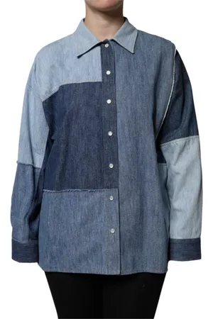 Dolce & Gabbana Bluser & Skjorter, Dame, Blå, 2XS, Bomuld, Blå Bomuld Knappet Krave Top