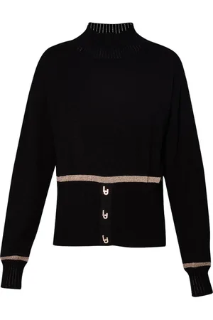 Liu Jo Strik, Dame, Sort, 2XS, Sort Sweater Moderne V-Hals Langærmet