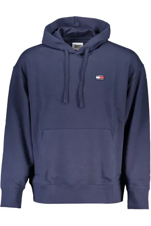 Tommy Hilfiger Sweathshirts & Hoodies, Herre, Blå, S, Bomuld, Blå hættetrøje med logoapplikation