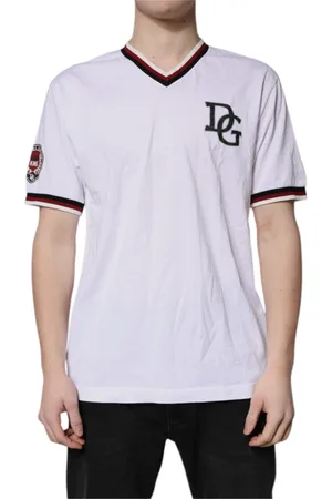 Dolce & Gabbana Top, Herre, Hvid, S, Bomuld, Hvid King Crown V-hals T-shirt
