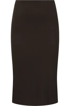 Khaite Nederdel, Dame, Brun, XS, Uld, Elastisk Talje Midi Nederdel Viskose