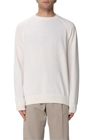 DRUMOHR Sweathshirts & Hoodies, Herre, Hvid, L, Uld, Hvid Crew Neck Sweater