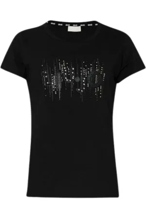 Liu Jo Top, Dame, Sort, 2XS, Bomuld, Kortærmet bomuldst-shirt sort
