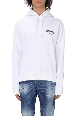 Dsquared2 Sweathshirts & Hoodies, Herre, Hvid, S, Bomuld, Hvid Bomuld Hoodie Langærmet