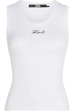 Karl Lagerfeld Top, Dame, Hvid, L, Bomuld, Top Smanicato