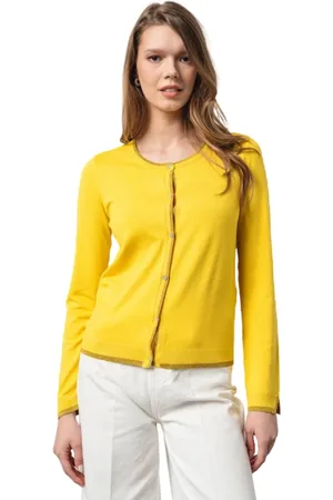 Liu Jo Strik, Dame, Gul, L, Uld, Gul Glitter Cardigan Klassisk Stil