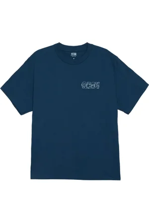 Obey Top, Herre, Blå, L, Bomuld, Abstrakt Ting Tee Blå Bomuld T-shirt