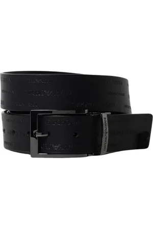 Emporio Armani Tilbehør, Herre, Sort, ONE SIZE, Læder, Blåt læderbælte til mænd