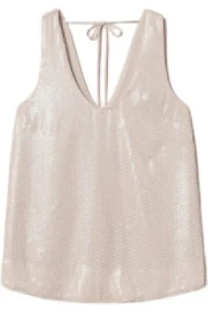 Twin-Set Top, Dame, , S, Polyester, Pailletbroderet Rope Top med Rygbind