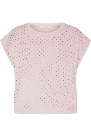 Serafini Top, Dame, Lyserød, XS, Bomuld, Bomuld Jersey T-shirt med Rhinestones
