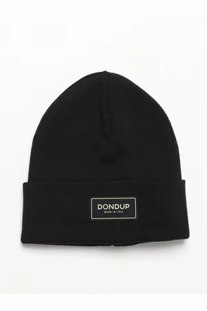 Dondup Tilbehør, Herre, Blå, ONE SIZE, Uld, Grå Uld Beanie Logo Patch Stilfuld Hat