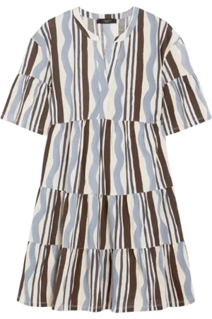 Max Mara Kjole, Dame, Flerfarvet, XS, Bomuld, Ely Kaftan Kjole Blå Print
