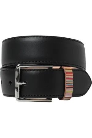 Paul Smith Tilbehør, Herre, Sort, XS, Læder, Multifarvet Stribe Læderbælte