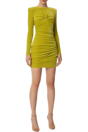 Elisabetta Franchi Kjole, Dame, Grøn, M, Uld, Grøn Fløjl Drape Mini Kjole