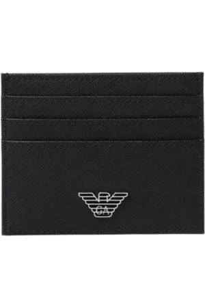 Emporio Armani Tilbehør, Herre, Sort, ONE SIZE, Læder, Logo Kortholder Pung