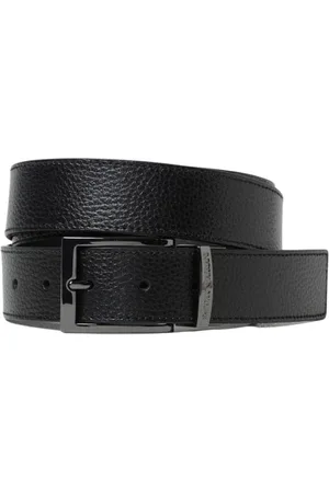 Emporio Armani Tilbehør, Herre, Sort, ONE SIZE, Læder, Sort Læder Vendbar Bælte