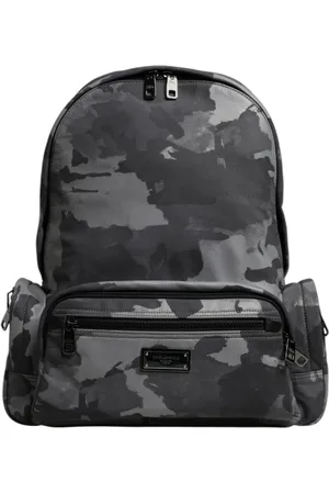 Dolce & Gabbana Taske, Herre, Grå, ONE SIZE, Uld, Camouflage Logo Plaque Rygsæk Taske
