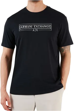 Armani Exchange Top, Herre, Blå, XS, Bomuld, Basis Kortærmet Bomuld T-Shirt