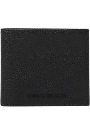 Emporio Armani Tilbehør, Herre, Sort, ONE SIZE, Læder, Sort Læder Bifold Pung
